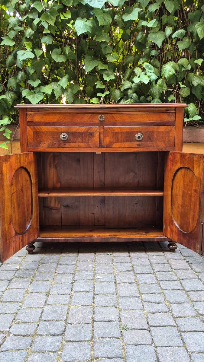 Buffet étroit ancien en placage de noyer-photo-4