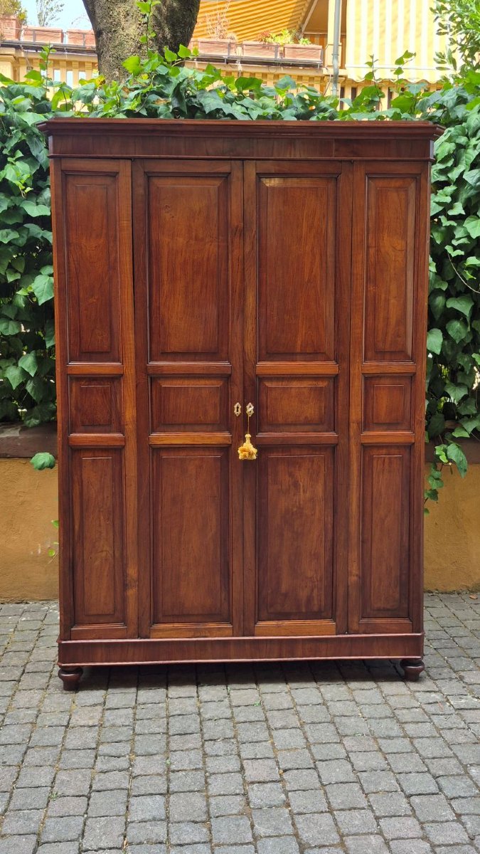 Antique Cherry Wood Paneled Pantry Cabinet-photo-2