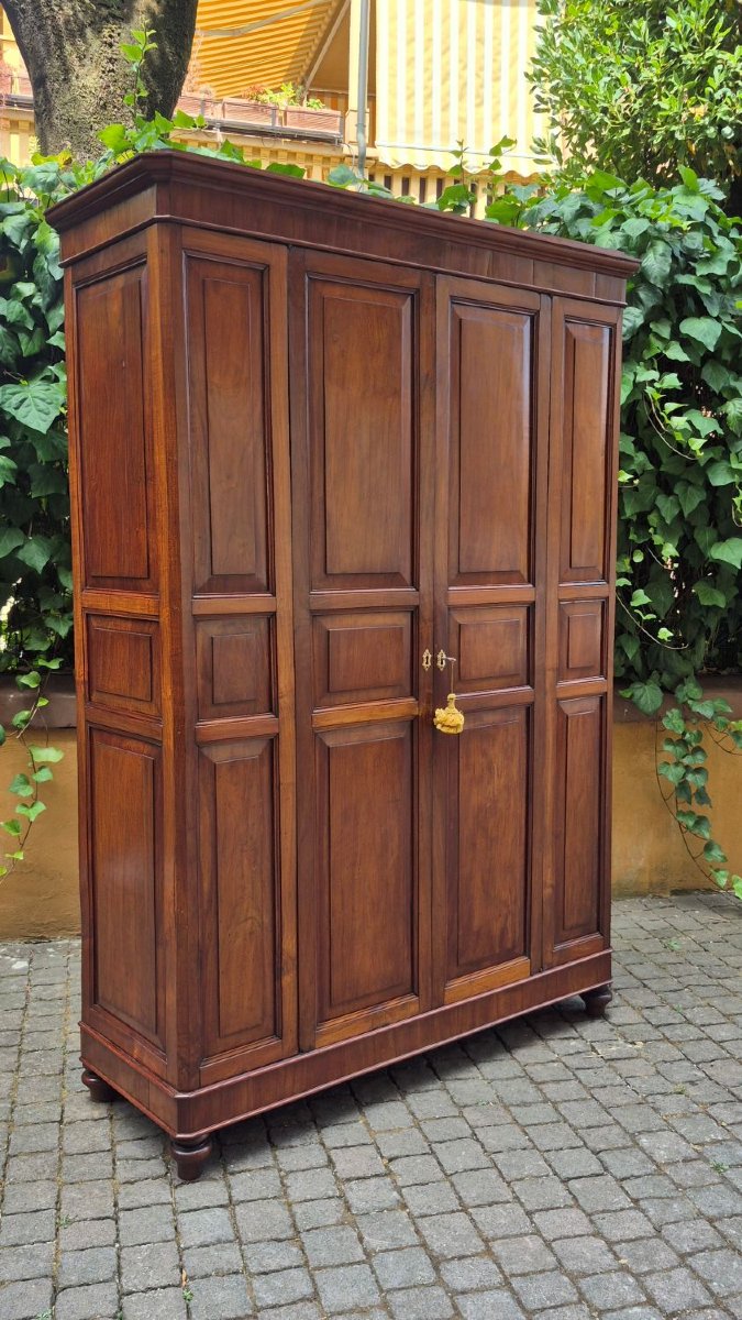 Antique Cherry Wood Paneled Pantry Cabinet-photo-3