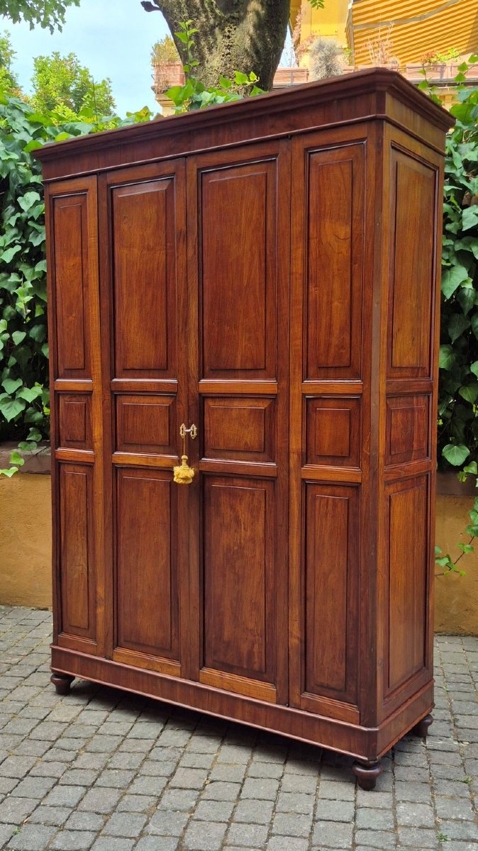Antique Cherry Wood Paneled Pantry Cabinet