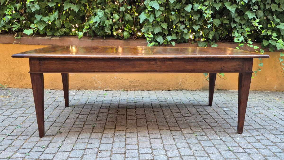 Large Antique Piedmontese Table With Spindle Legs