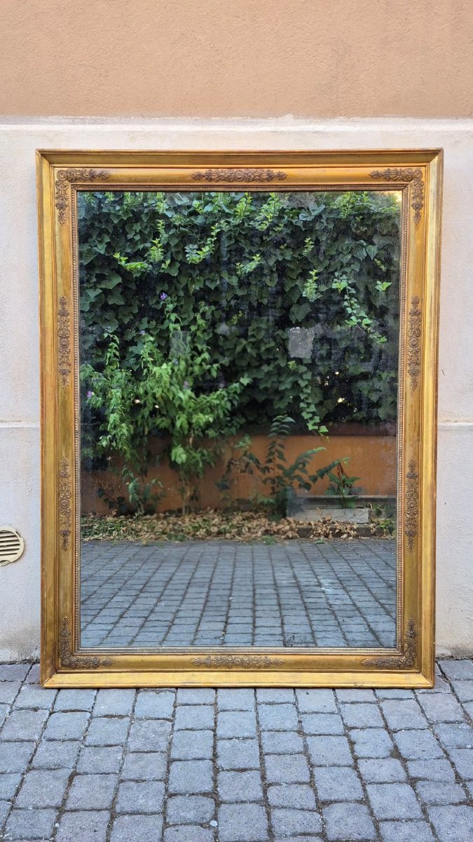 Miroir d'époque Empire doré à glace au mercure