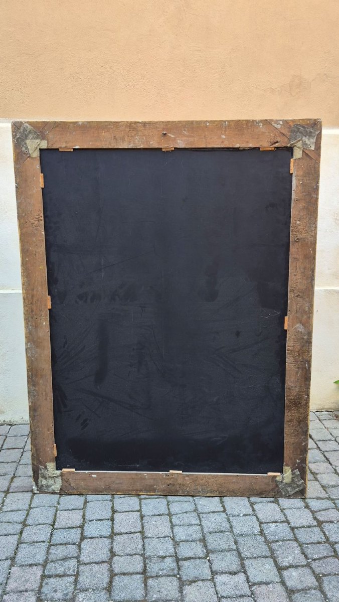 Miroir ancien d'Émilie en bois doré ajouré, datant du milieu du XIXe siècle.-photo-5