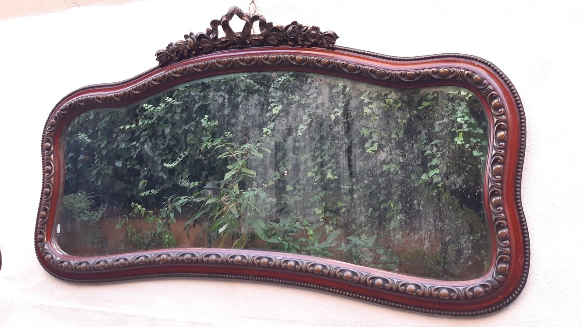 Antique Horizontal Mirror From The 19th Century With A Cornice-photo-2