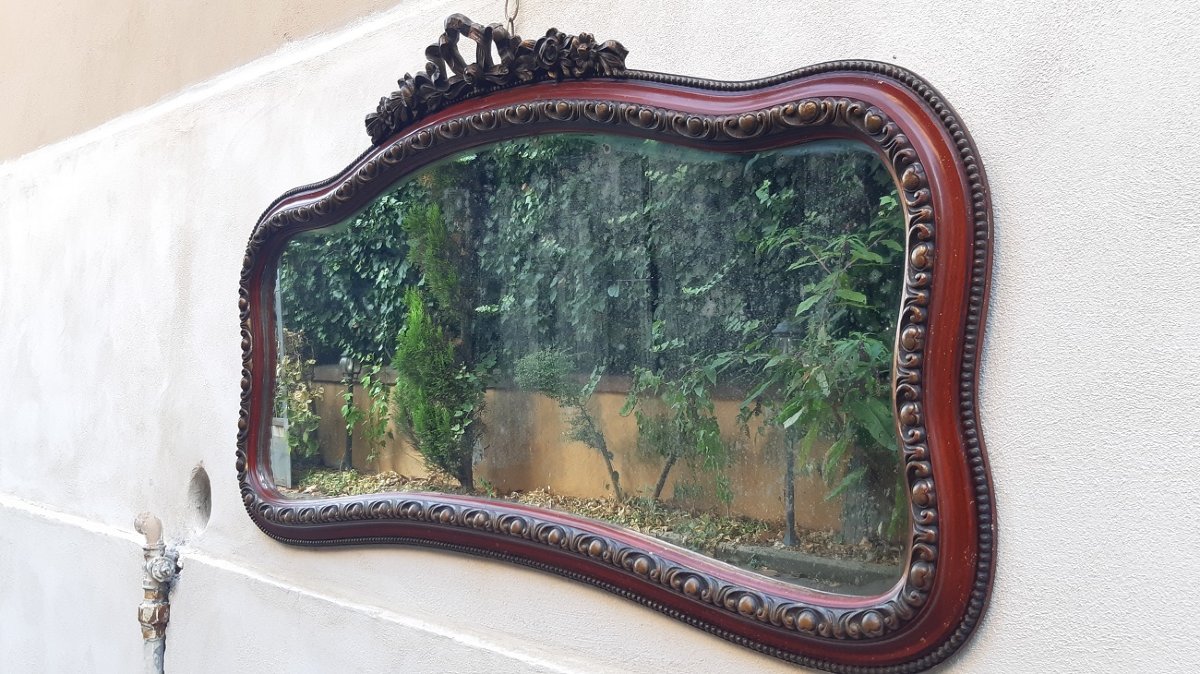 Antique Horizontal Mirror From The 19th Century With A Cornice-photo-3