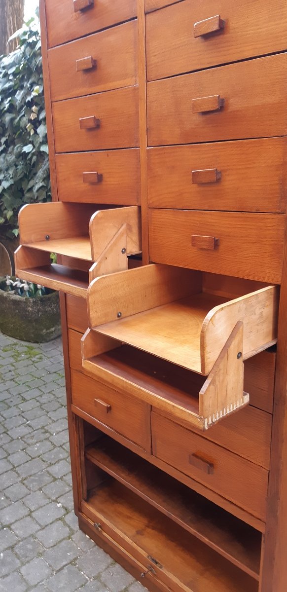 Antique Filing Cabinet, Ministry-style Sideboard, From The 1930s, Made Of Oak-photo-4