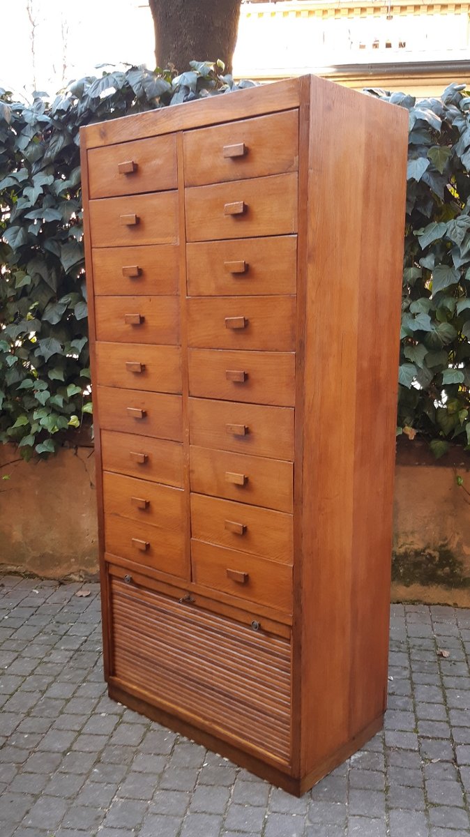 Antique Filing Cabinet, Ministry-style Sideboard, From The 1930s, Made Of Oak-photo-2