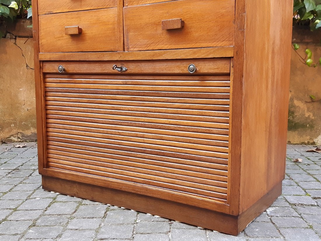 Antique Filing Cabinet, Ministry-style Sideboard, From The 1930s, Made Of Oak-photo-1
