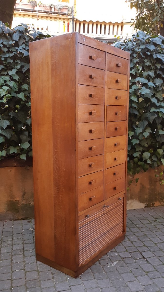 Antique Filing Cabinet, Ministry-style Sideboard, From The 1930s, Made Of Oak-photo-2
