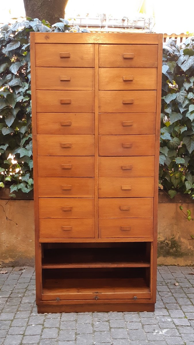 Antique Filing Cabinet, Ministry-style Sideboard, From The 1930s, Made Of Oak-photo-3