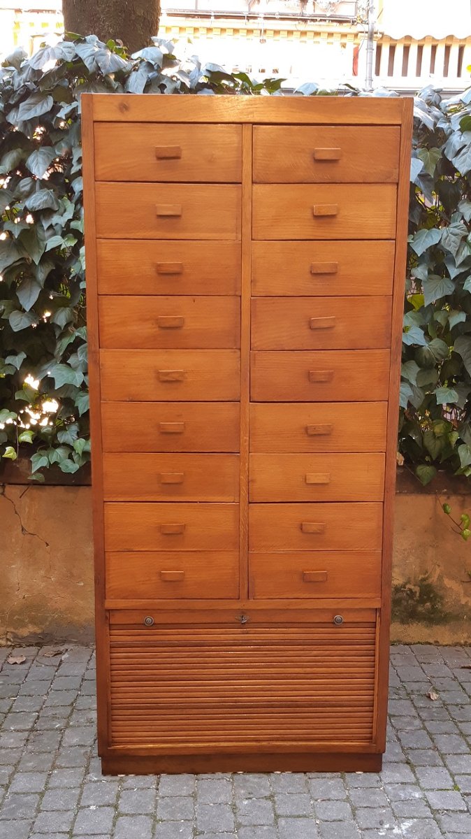 Antique Filing Cabinet, Ministry-style Sideboard, From The 1930s, Made Of Oak-photo-4