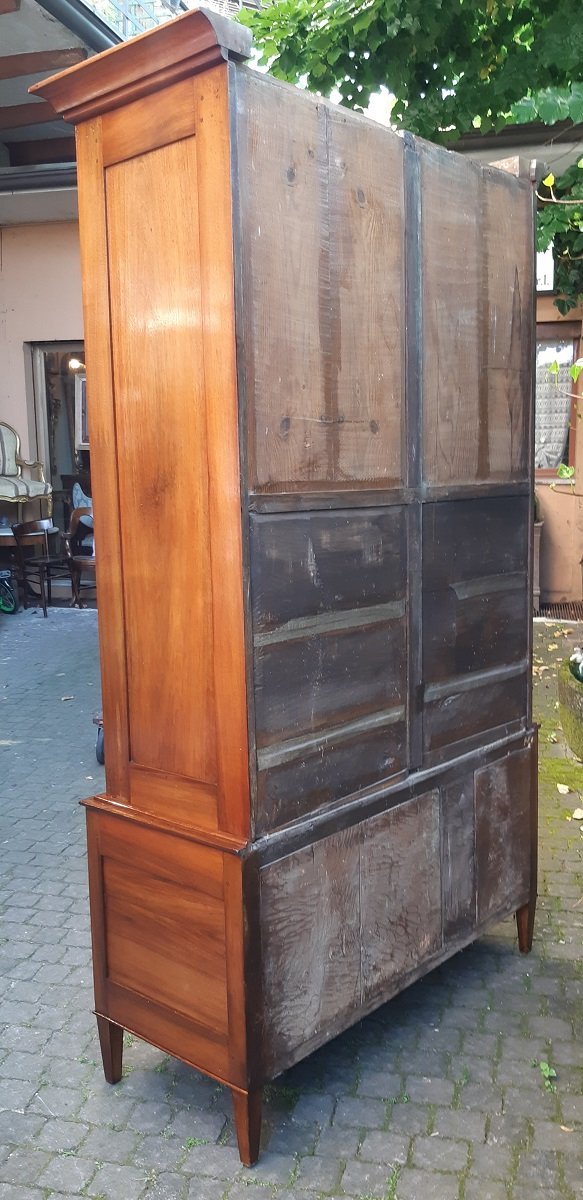 Bibliothèque-vitrine ancienne d'Émilie, style Louis XVI, en noyer-photo-6