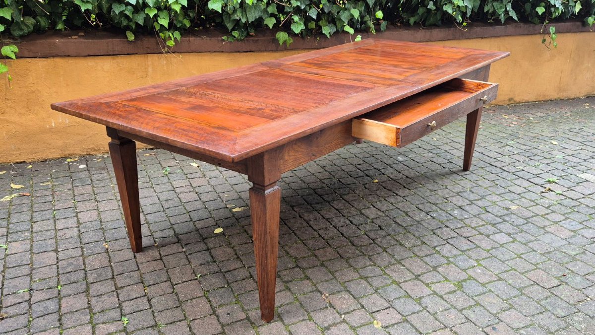 Large Antique Dining Table Made Of Walnut And Cherry Wood-photo-1