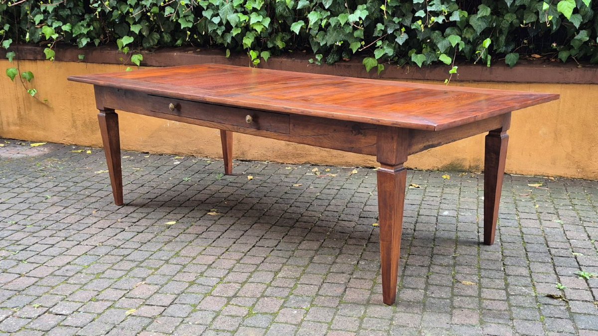Large Antique Dining Table Made Of Walnut And Cherry Wood-photo-2