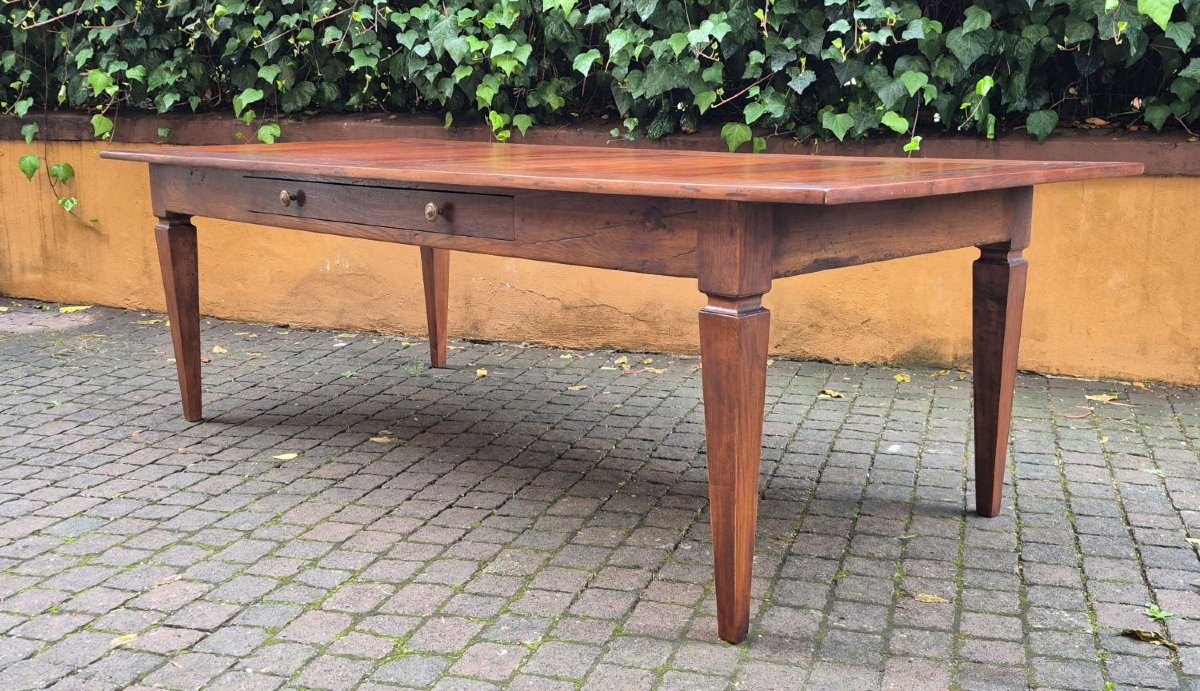 Large Antique Dining Table Made Of Walnut And Cherry Wood-photo-3