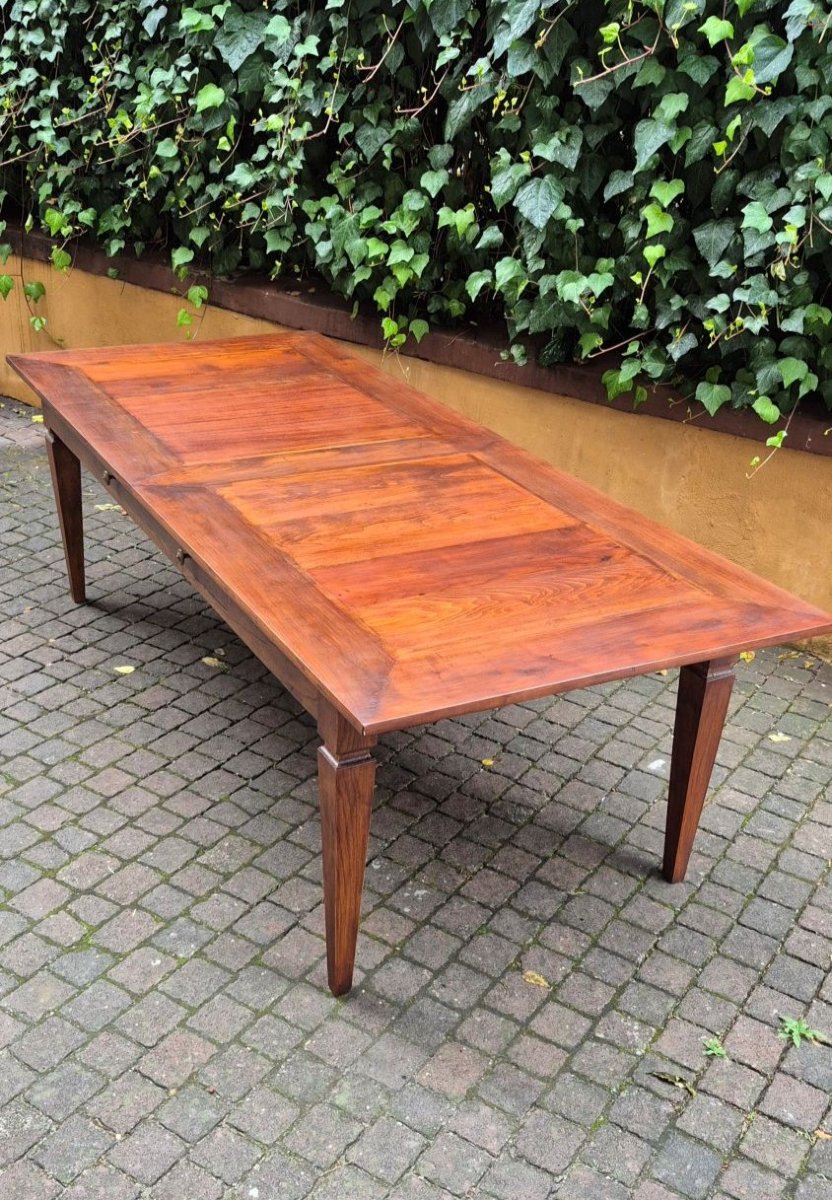 Large Antique Dining Table Made Of Walnut And Cherry Wood-photo-4