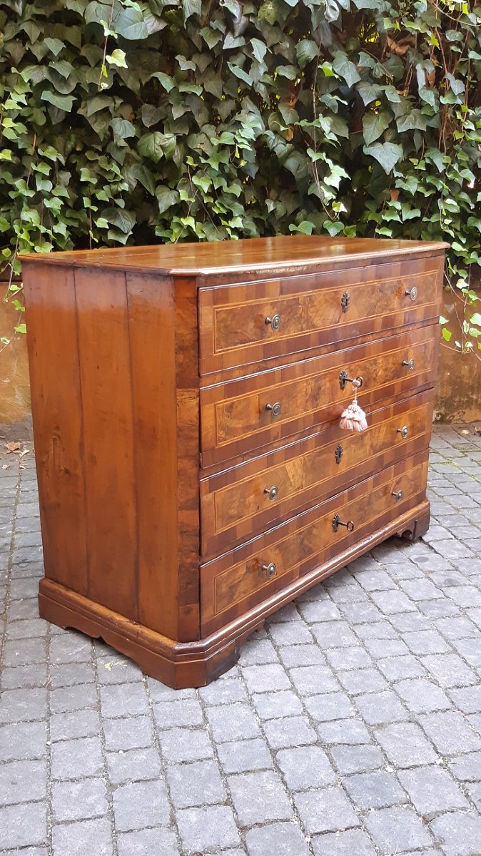 Antique Emilian Chest Of Drawers Made Of Walnut From The 18th Century-photo-4