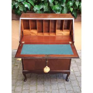 Bureau victorien antique en acajou avec filet