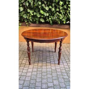 Table ronde extensible ancienne en noyer du 19ème siècle