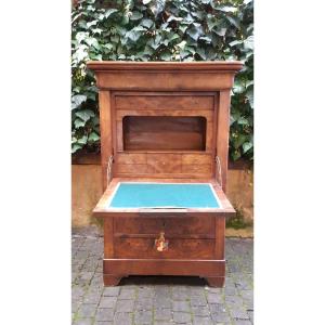 Secrétaire Louis Philippe Cappuccino antique en noyer et racine de bruyère