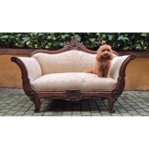 Small Antique Louis Philippe Boat-shaped Sofa
