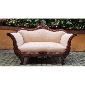 Small Antique Louis Philippe Boat-shaped Sofa