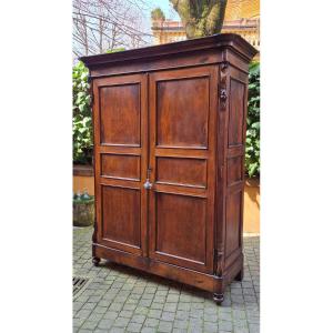 Antique Emilian Walnut Wardrobe With Carved Garlands