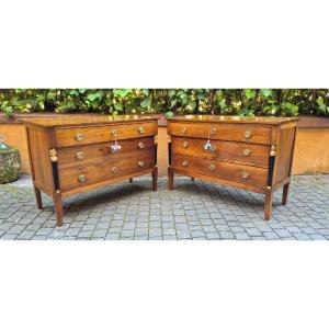 Paire de commodes anciennes de style Empire
