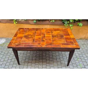 Table extensible ancienne en placage de noyer du XIXe siècle, de style Louis XVI