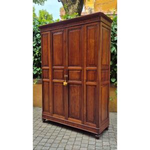 Antique Cherry Wood Paneled Pantry Cabinet