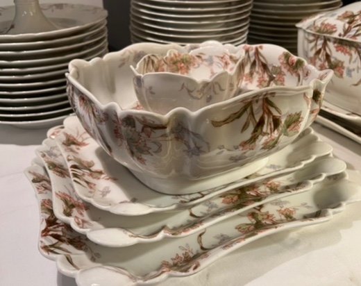 Table Service 67 Pieces Limoges Porcelain Frank Haviland Decor Aux œillets 1900-photo-2