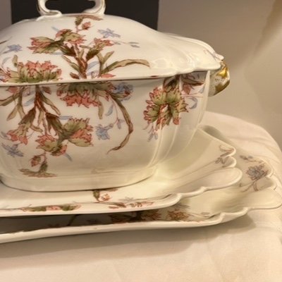 Table Service 67 Pieces Limoges Porcelain Frank Haviland Decor Aux œillets 1900-photo-3