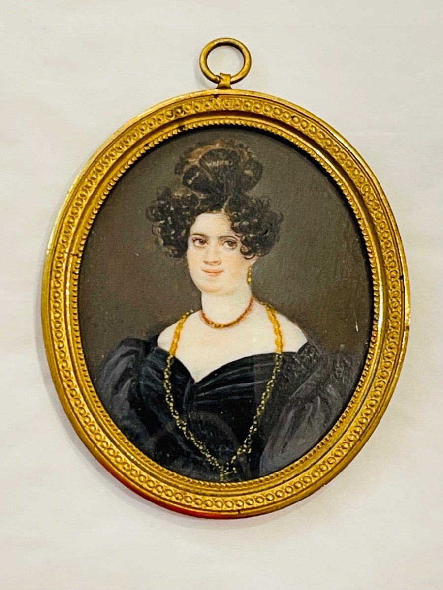 Miniature Golden Frame Portrait Of Woman XIX