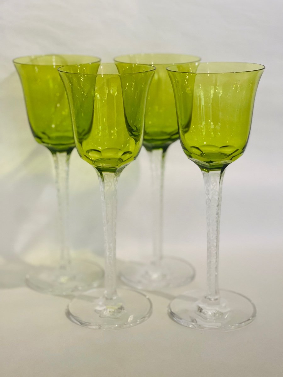 Lalique 4 Wine Glasses Roemer Color Model Treves