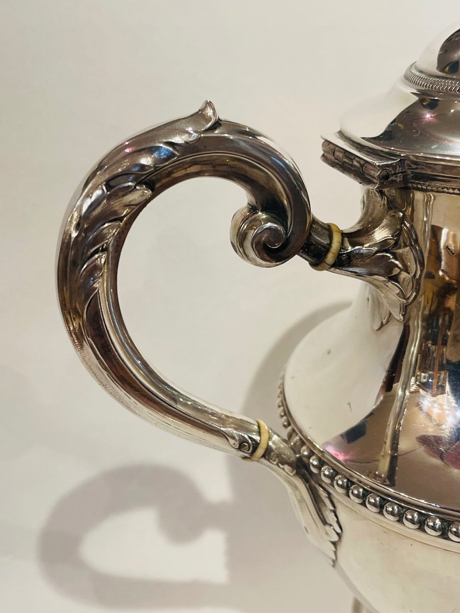 Puiforcat Teapot Louis XVI Pearl Decor Sterling Silver-photo-2