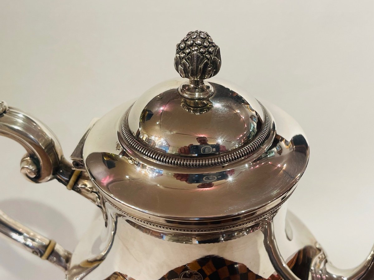 Puiforcat Teapot Louis XVI Pearl Decor Sterling Silver-photo-3