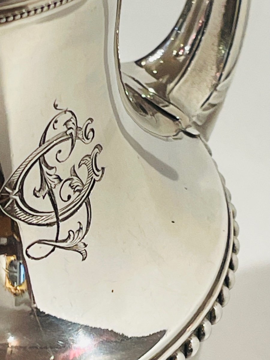 Puiforcat Teapot Louis XVI Pearl Decor Sterling Silver-photo-1