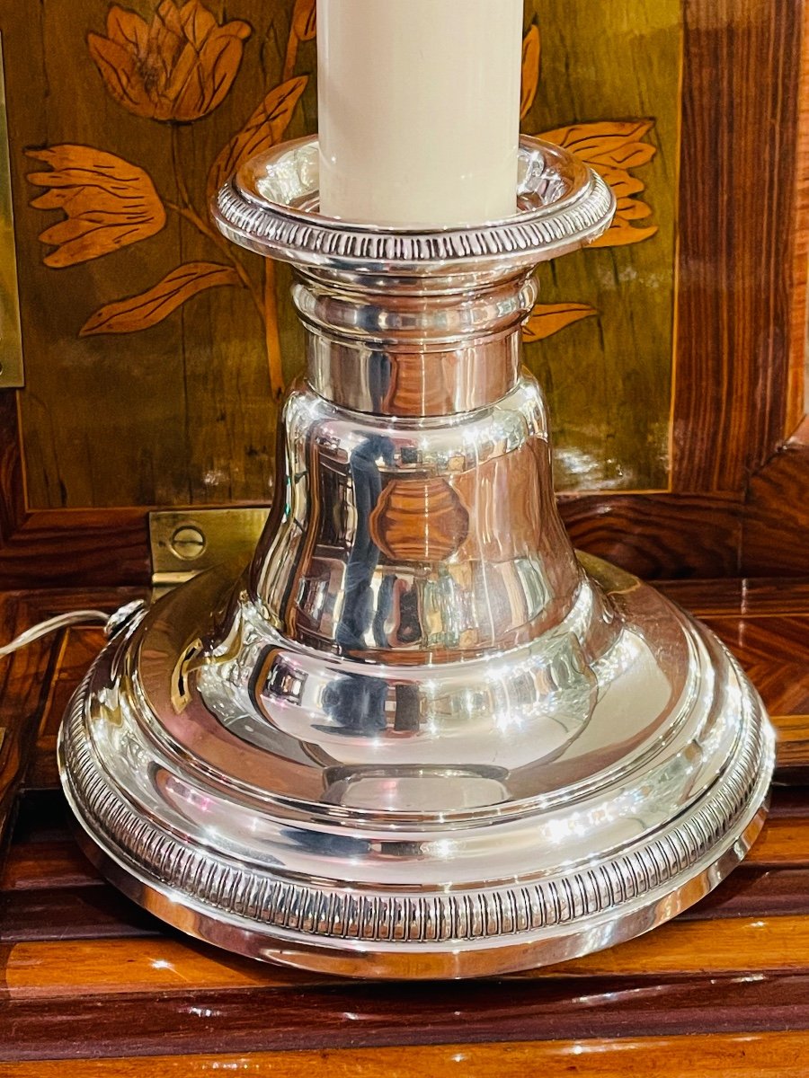 Candle Holder Lamp Base In Silver Minerva Goldsmith Henin