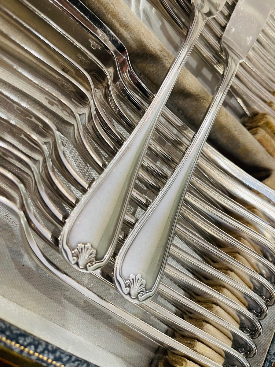 Housewife Fish Cutlery Christofle Marot Silver Metal -photo-2
