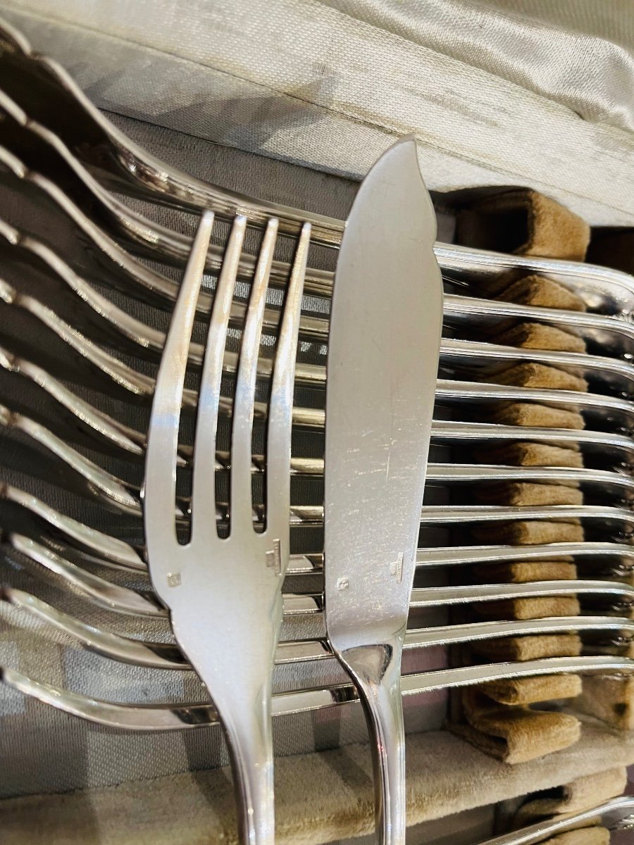 Housewife Fish Cutlery Christofle Marot Silver Metal -photo-3