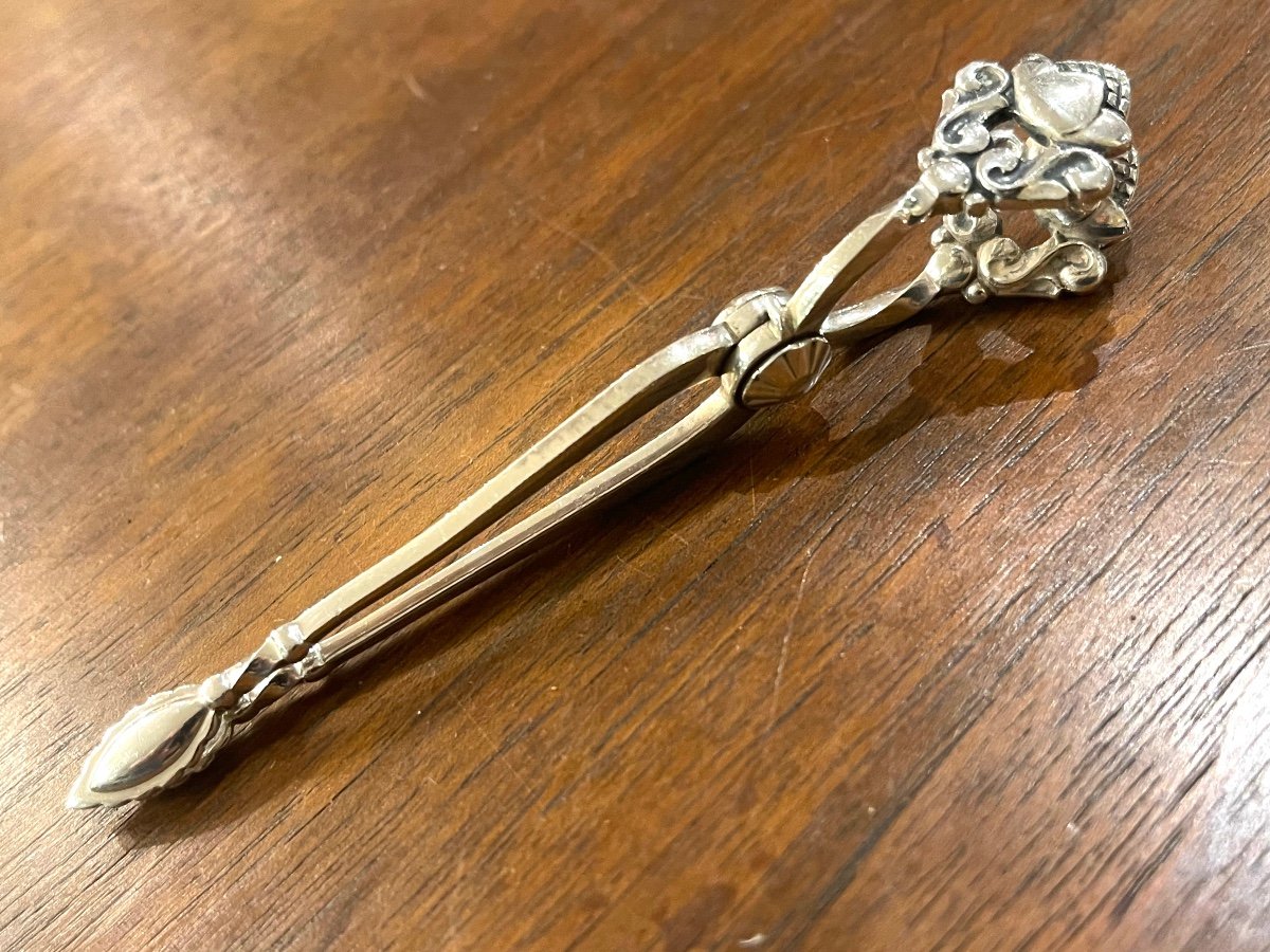 Georg Jensen Danemark Pince à Sucre Argent Massif Vintage-photo-4