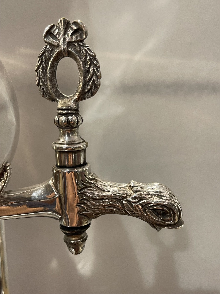 Samovar Or Tea Fountain In Silver Metal Louis XVI Style Pearls Roux And Marquiand Lyon-photo-3