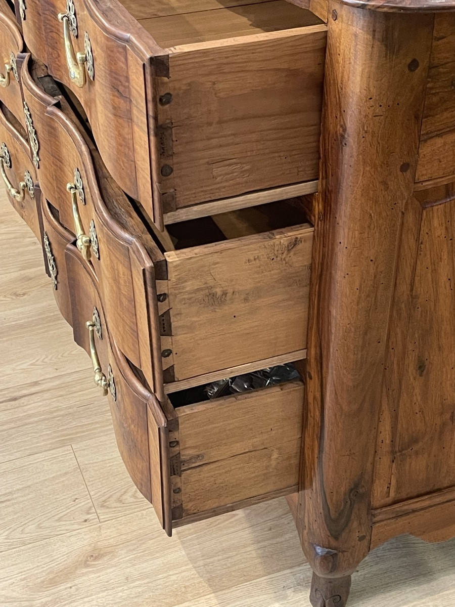 Louis XV Arbalète Chest Of Drawers 18th Century Solid Walnut -photo-4