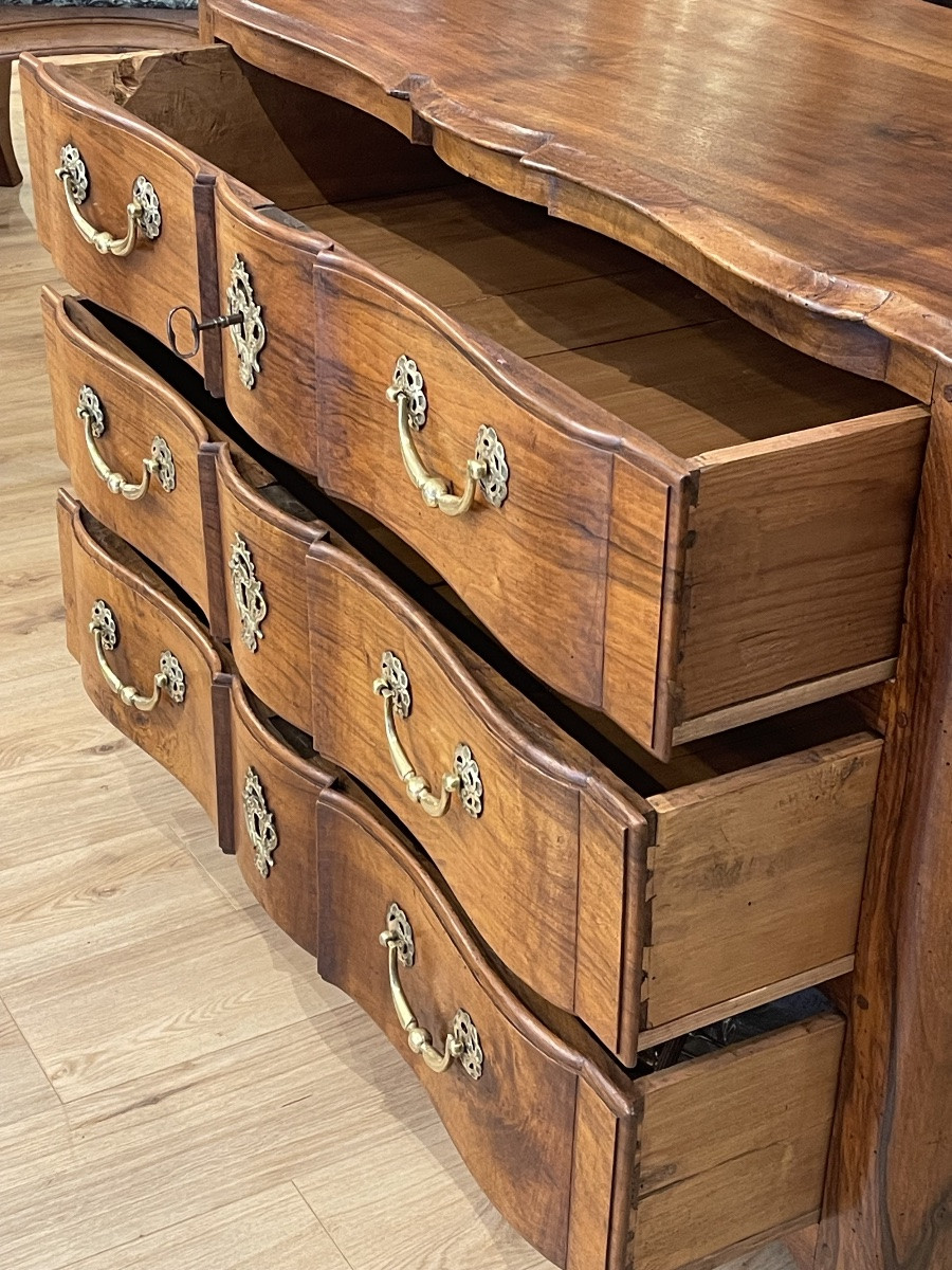 Louis XV Arbalète Chest Of Drawers 18th Century Solid Walnut -photo-5