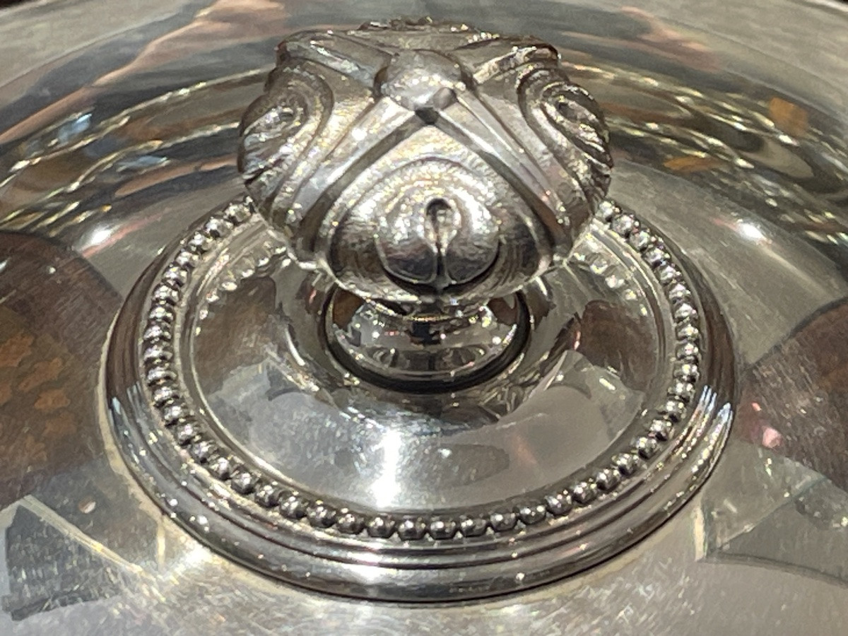 Légumier Couvert Et Son Plateau Christofle Métal Argenté Style Louis XVI  Perles-photo-2