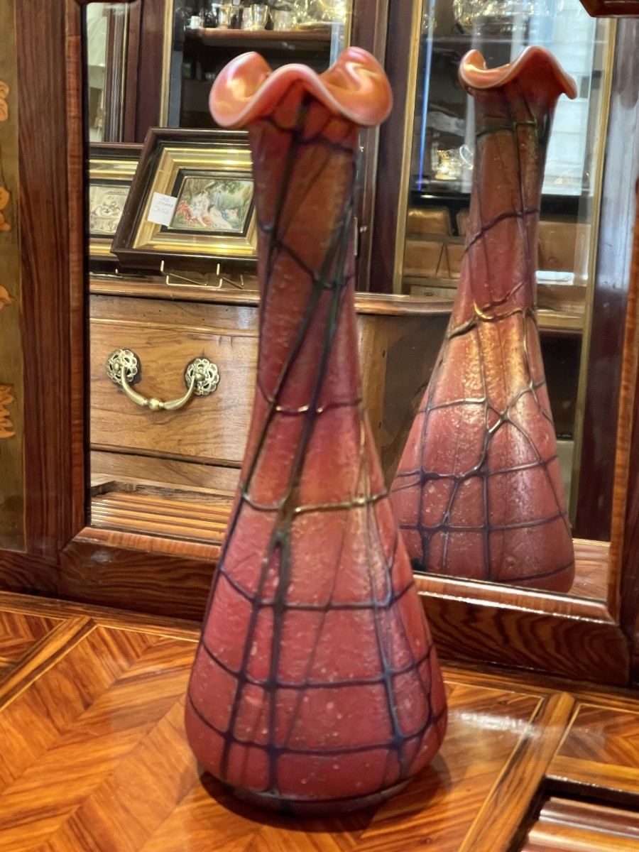 Vase verre irisé Pallme Konig et Habek Autriche Art Nouveau-photo-2