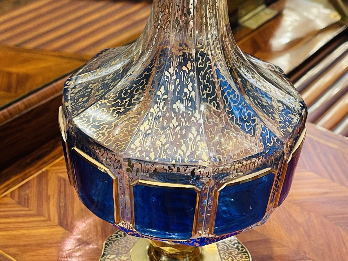 Blue And Gold Crystal Carafe Bohemian Franz Heide -photo-4