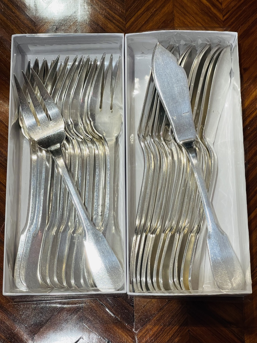 Ercuis Fish Service, Single-plate Model, Silver-plated Metal
