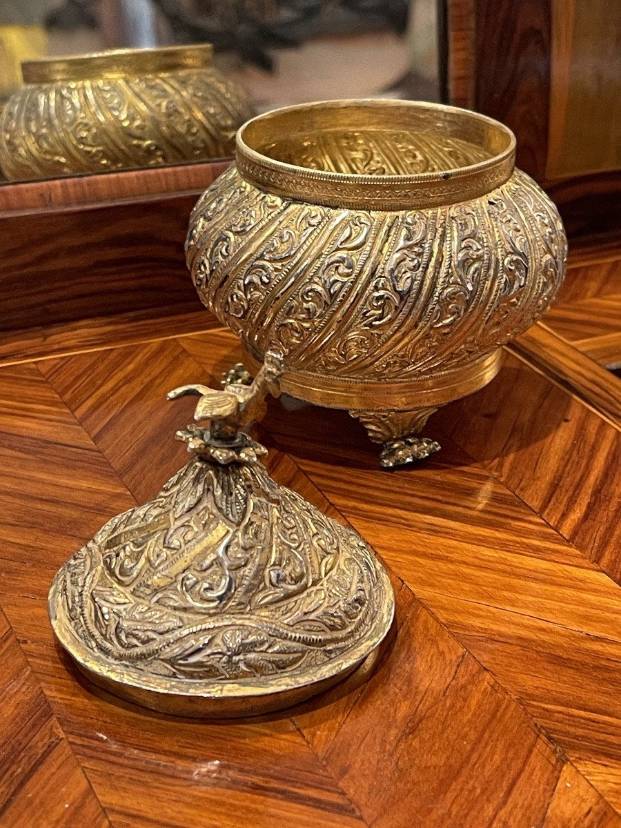 Ghabara  pot à poudre ou sucrier argent vermeil Tunisie 