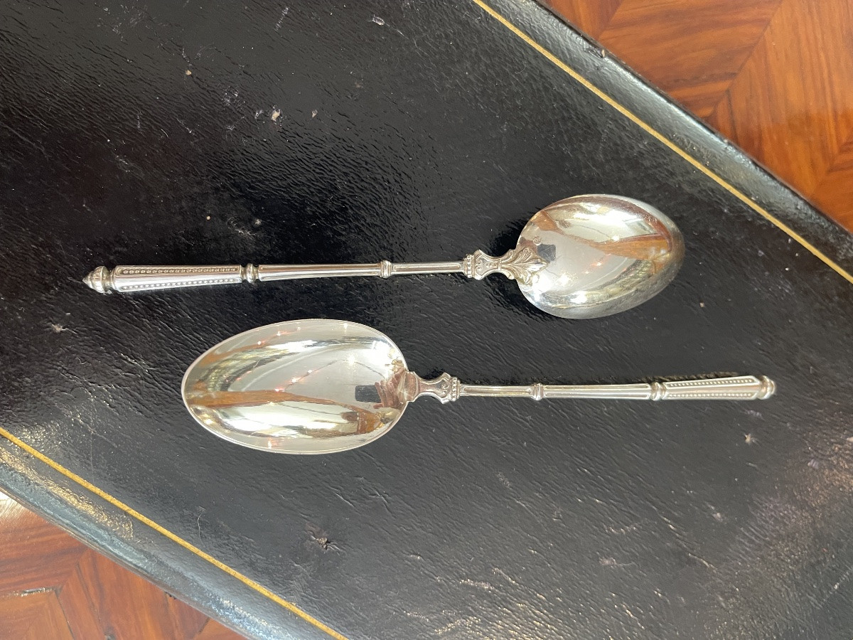 Puiforcat 12 Small Russian-style Spoons In Solid Silver-photo-2